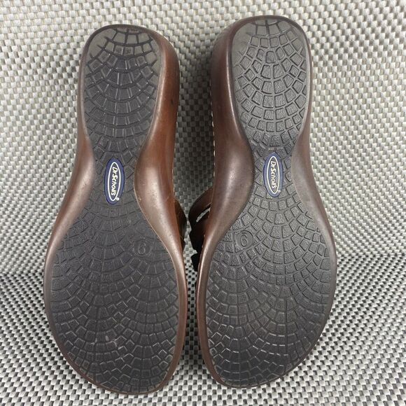 Dr Scholls Wedge Sandals Women shoes 9 Brown Leather Open Toe Comfort Shoes - Picture 10 of 11